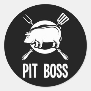 Pit Boss Shirt Grillen Funny Pitmaster Pig Grillin Runder Aufkleber
