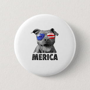 Pit Bull 4. Juli Merica Men American Flag Sung Button