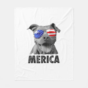 Pit Bull 4. Juli Merica Men American Flag Sung Fleecedecke
