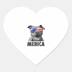 Pit Bull 4. Juli Merica Men American Flag Sung Herz-Aufkleber