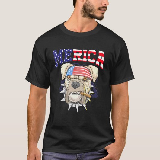 Pit Bull 4. Juli Merica Men American Flag Sung T-Shirt (Vorderseite)