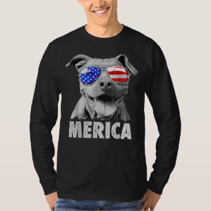 Pit Bull 4. Juli Merica Men American Flag Sung T-Shirt