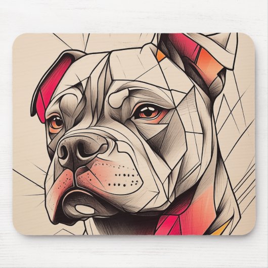 Pit Bull Abstrakt Portrait Mousepad (Vorne)