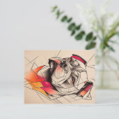 Pit Bull Abstrakt Portrait Postkarte (Stehend Vorderseite)