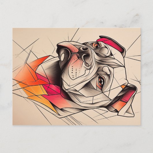 Pit Bull Abstrakt Portrait Postkarte (Vorderseite)