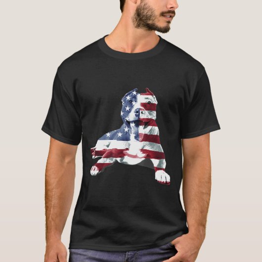 Pit Bull American Flag T-Shirt (Vorderseite)