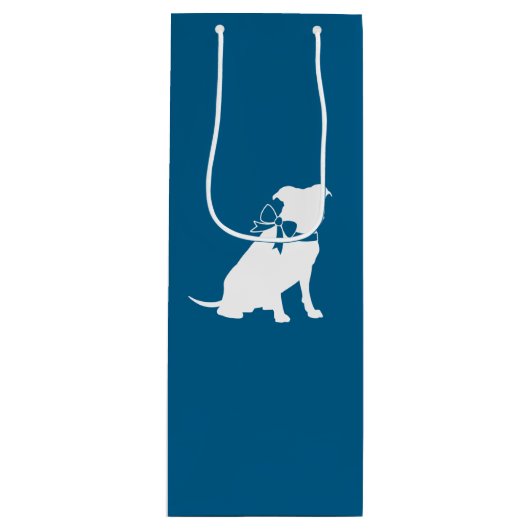 Pit Bull Babydusche Pitbull Dog Blue Boy Geschenktüte Für Weinflaschen (Vorderseite)