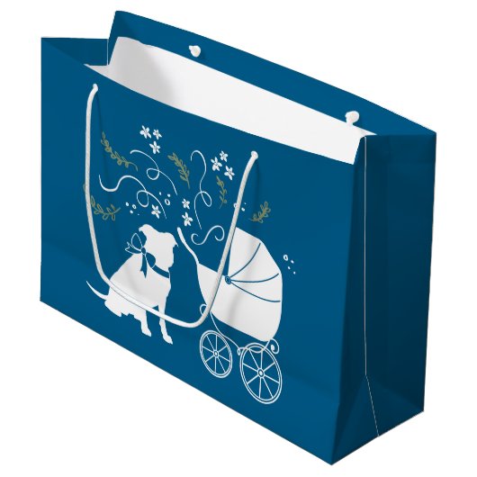 Pit Bull Babydusche Pitbull Dog Blue Boy Große Geschenktüte (Vorderseite Schrägansicht)