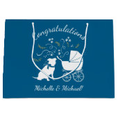 Pit Bull Babydusche Pitbull Dog Blue Boy Große Geschenktüte (Vorderseite)