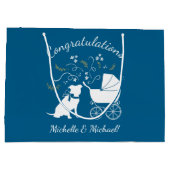 Pit Bull Babydusche Pitbull Dog Blue Boy Große Geschenktüte (Rückseite)