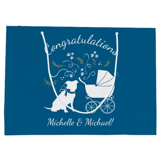 Pit Bull Babydusche Pitbull Dog Blue Boy Große Geschenktüte (Rückseite)