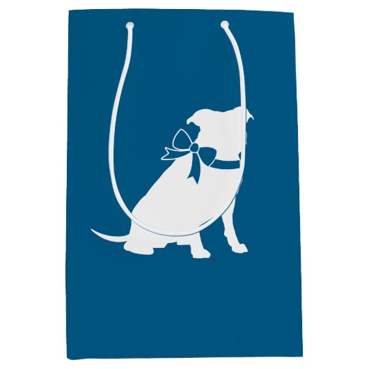 Pit Bull Babydusche Pitbull Dog Blue Boy Mittlere Geschenktüte (Vorderseite)