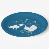 Pit Bull Babydusche Pitbull Dog Blue Boy Pappteller (Schrägansicht)