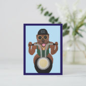Pit Bull Biker auf Motorrad Postkarte (Stehend Vorderseite)
