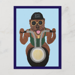 Pit Bull Biker auf Motorrad Postkarte
