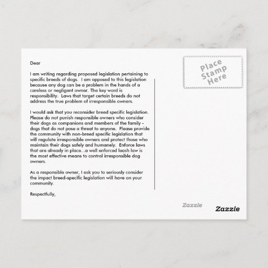 Pit Bull/BSL Postcard Postkarte (Rückseite)