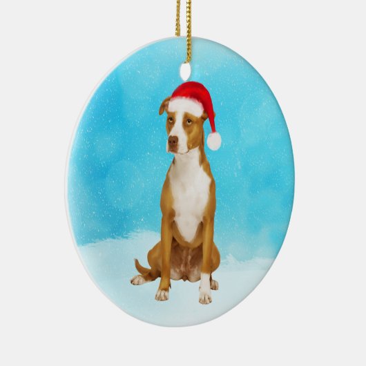 Pit Bull Christmas Round Ornament (Rechts)