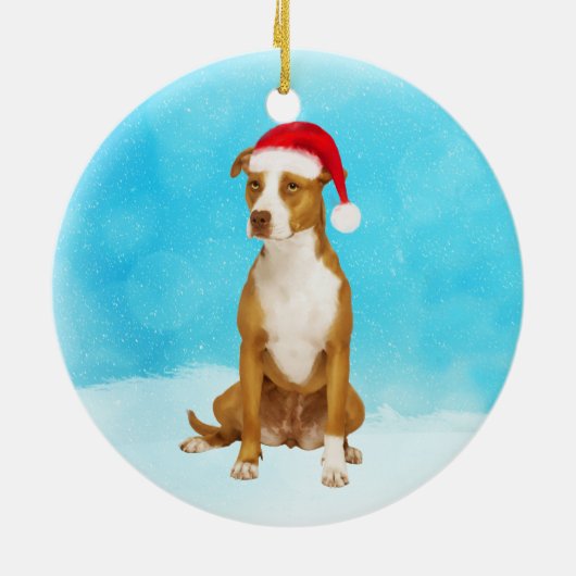 Pit Bull Christmas Round Ornament (Hinten)