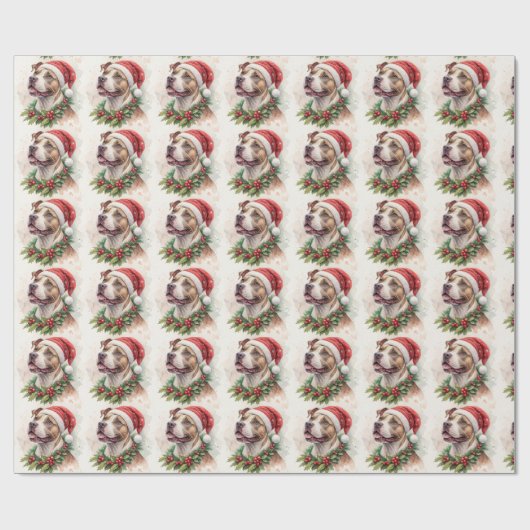 Pit Bull Christmas Wrapping Paper Geschenkpapier (Flach)