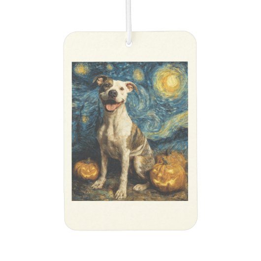 Pit Bull Cute Dog Halloween Jack O Lantern Pumpkin Autolufterfrischer (Vorderseite)