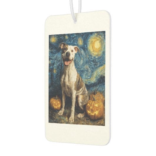 Pit Bull Cute Dog Halloween Jack O Lantern Pumpkin Autolufterfrischer (Links)