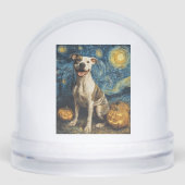 Pit Bull Cute Dog Halloween Jack O Lantern Pumpkin Schneekugeln (Vorderseite)