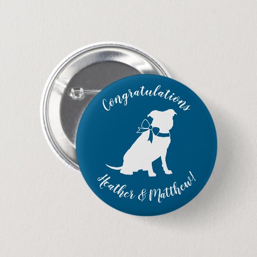 Pit Bull Dog Baby Dusche Blue Boy Pitbull Button (Vorne & Hinten)