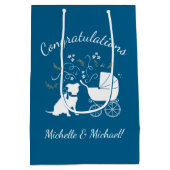 Pit Bull Dog Baby Dusche Blue Boy Pitbull Mittlere Geschenktüte (Rückseite)