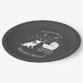 Pit Bull Dog Baby Pitbull Duschgeschlecht neutral Pappteller (Schrägansicht)