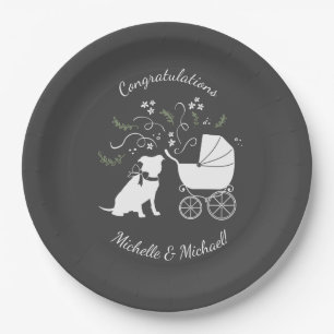Pit Bull Dog Baby Pitbull Duschgeschlecht neutral Pappteller
