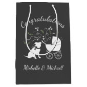 Pit Bull Dog Babydusche Geschlecht Neutral Pitbull Mittlere Geschenktüte (Vorderseite)