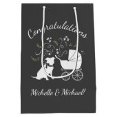 Pit Bull Dog Babydusche Geschlecht Neutral Pitbull Mittlere Geschenktüte (Rückseite)