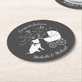 Pit Bull Dog Babydusche Geschlecht Neutral Pitbull Runder Pappuntersetzer (Angewinkelt)