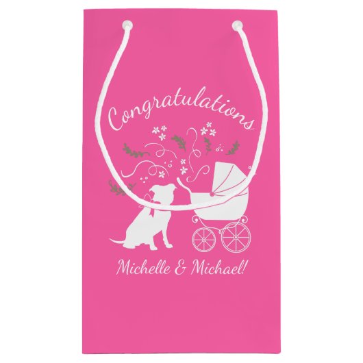 Pit Bull Dog Babydusche Pink Girl Pitbull Kleine Geschenktüte (Rückseite)