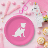 Pit Bull Dog Babydusche Pink Girl Pitbull Pappteller (Party)