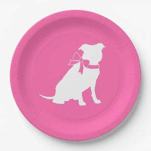 Pit Bull Dog Babydusche Pink Girl Pitbull Pappteller