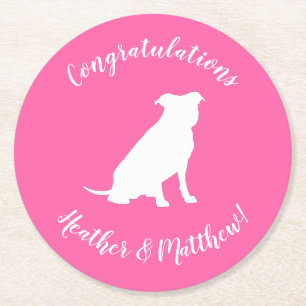 Pit Bull Dog Babydusche Pink Girl Pitbull Runder Pappuntersetzer