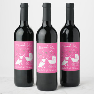 Pit Bull Dog Babydusche Pink Girl Pitbull Weinetikett