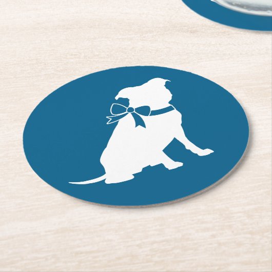 Pit Bull Dog Babydusche Runder Pappuntersetzer (Angewinkelt)