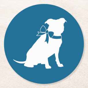 Pit Bull Dog Babydusche Runder Pappuntersetzer