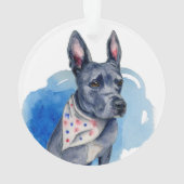 Pit Bull Dog Blue Watercolor Anpassbar Ornament (Rückseite)