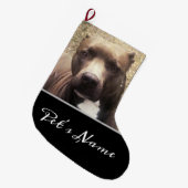 Pit Bull Dog Custom Pet Foto Personalisiert Großer Weihnachtsstrumpf (Vorderansicht (hängend))