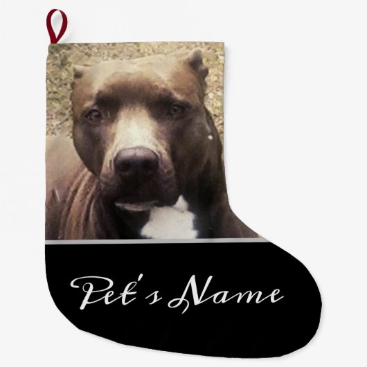 Pit Bull Dog Custom Pet Foto Personalisiert Großer Weihnachtsstrumpf (Vorderseite)