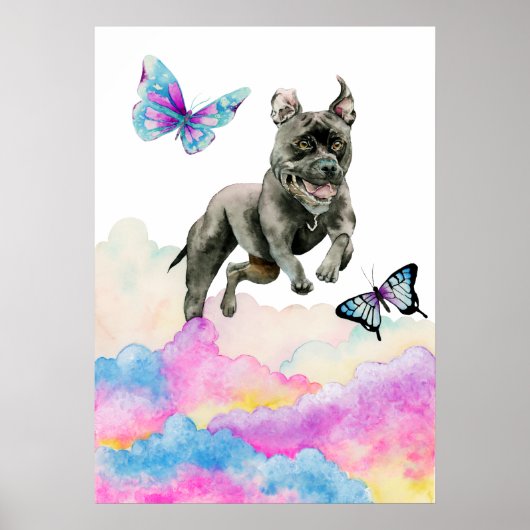 Pit Bull Dog Fantasy Aquarell Pop Art Poster (Vorne)