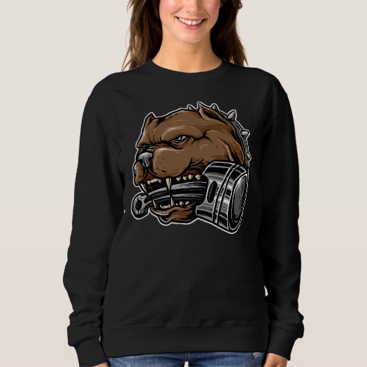 Pit Bull Dog mit Kolben Sweatshirt (Vorderseite)