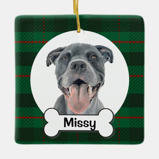 Pit bull Dog Ornament, Blue Staffy Ornament (Vorderseite)