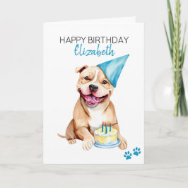 Pit Bull Dog Personalisiert Happy Birthday Karte
