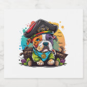 Pit Bull Dog Pirate Schaumweinetikett (Einzelnes Label)