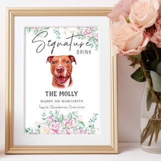 Pit Bull Dog Signature Drink Sign Poster