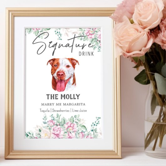 Pit Bull Dog Signature Drink Sign Poster